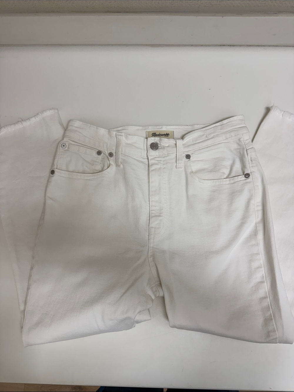 Madewell White High RiseStraight Crop Jeans